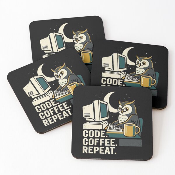 Artikelvorschau, Code Coffee Repeat – Illustration für einen Nachteulen-Programmierer entworfen und verkauft von Dogandesighn.