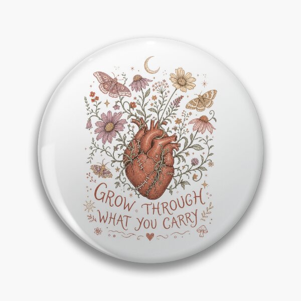 Item preview, Grow Through What You Carry Botanical Folk Heart designed and sold by ice-apparel.