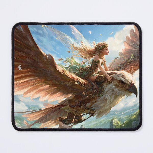 Item preview, Enchanted Fairy Riding Majestic Eagle designed and sold by Storybook Botanica.