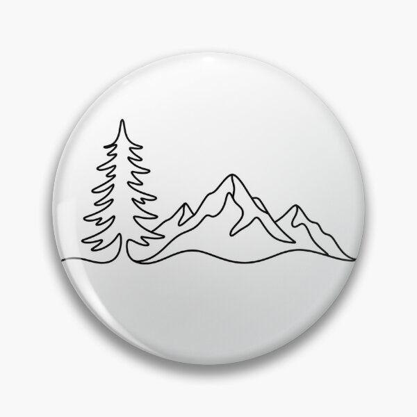 Item preview, Pine Tree Mountain Minimal Line Art designed and sold by LineArtDrawing.