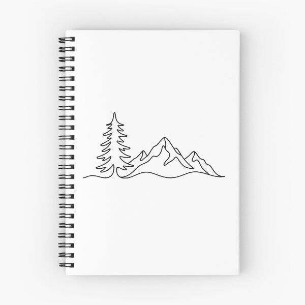 Artikelvorschau, Pine Tree Mountain Minimal Line Art entworfen und verkauft von LineArtDrawing.