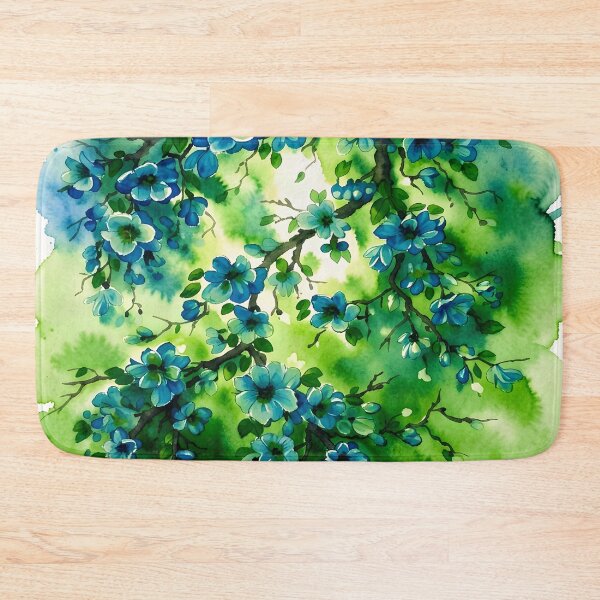 Item preview, Vibrant Emerald Green and Blue Blossom Tree designed and sold by Serene Strokes Art.