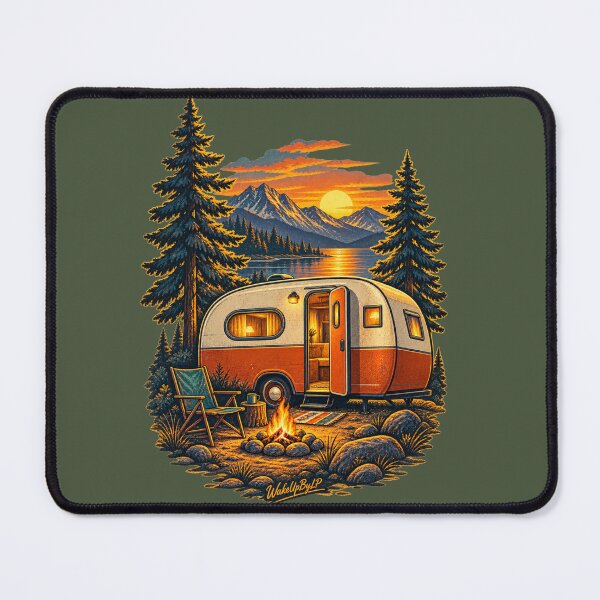 Item preview, Retro Camper in the Mountains — Peaceful Outdoor Escape designed and sold by WakeUpByLP.