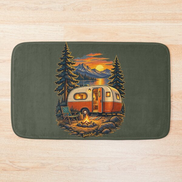Item preview, Retro Camper in the Mountains — Peaceful Outdoor Escape designed and sold by WakeUpByLP.