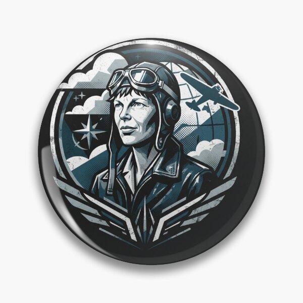 Item preview, Amelia Earhart Vintage Aviator Portrait Badge designed and sold by Owcomm.