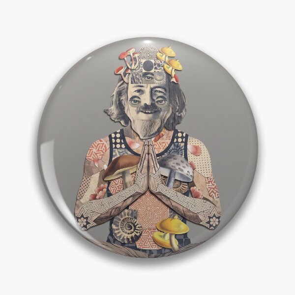 Item preview, Psychedelic Philosopher Alan Watts Mushroom Collage Art designed and sold by Mystikos Art.
