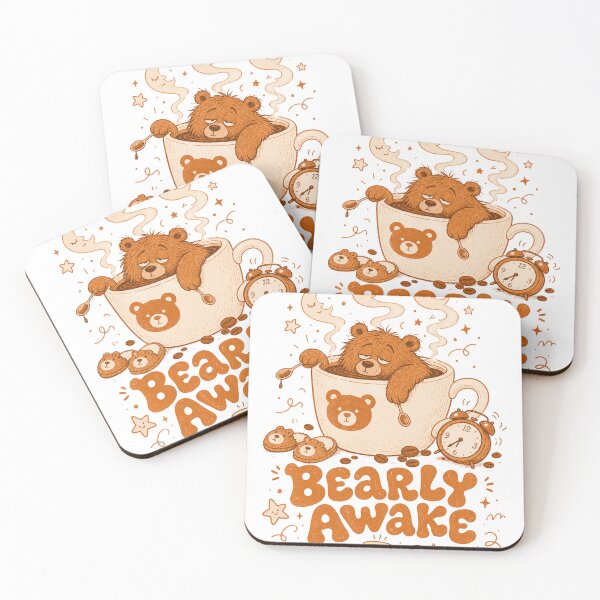 Item preview, Bearly Awake Sleepy Bear Coffee Cartoon designed and sold by ice-apparel.