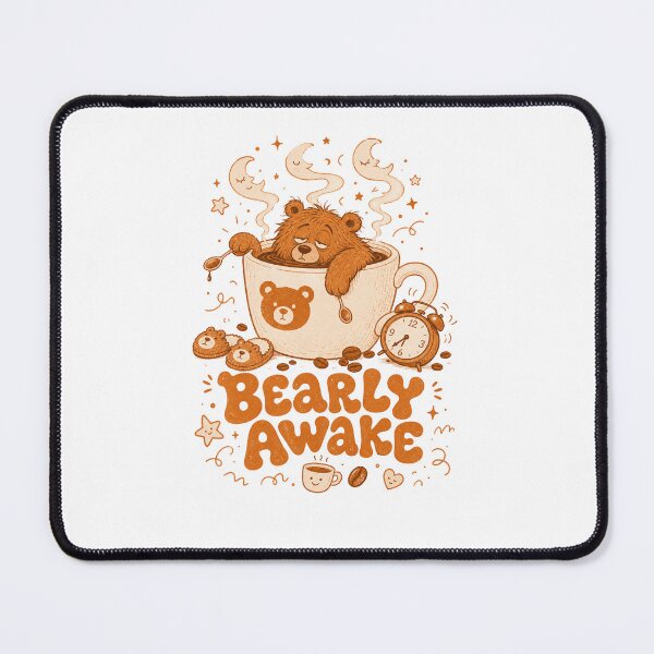 Item preview, Bearly Awake Sleepy Bear Coffee Cartoon designed and sold by ice-apparel.