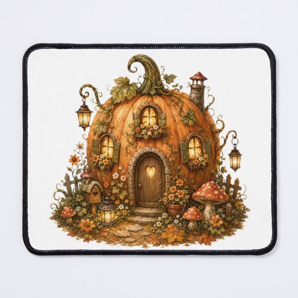 Item preview, Whimsical Pumpkin Cottage | Cozy Halloween Cottagecore Art designed and sold by CreatedbyKandJ.