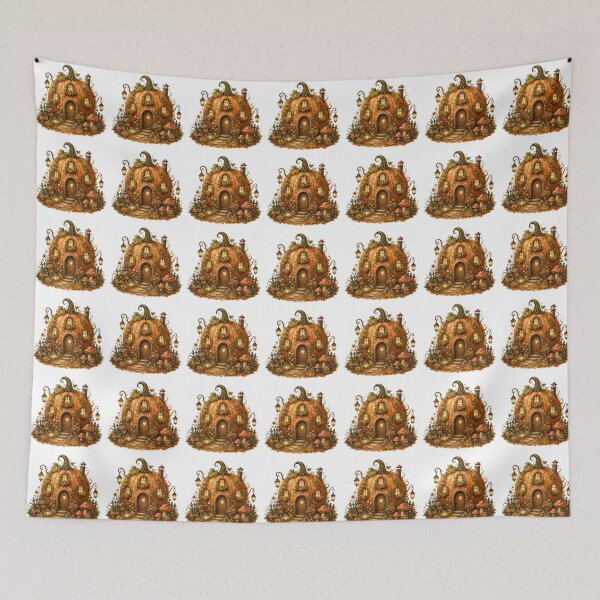 Item preview, Whimsical Pumpkin Cottage | Cozy Halloween Cottagecore Art designed and sold by CreatedbyKandJ.