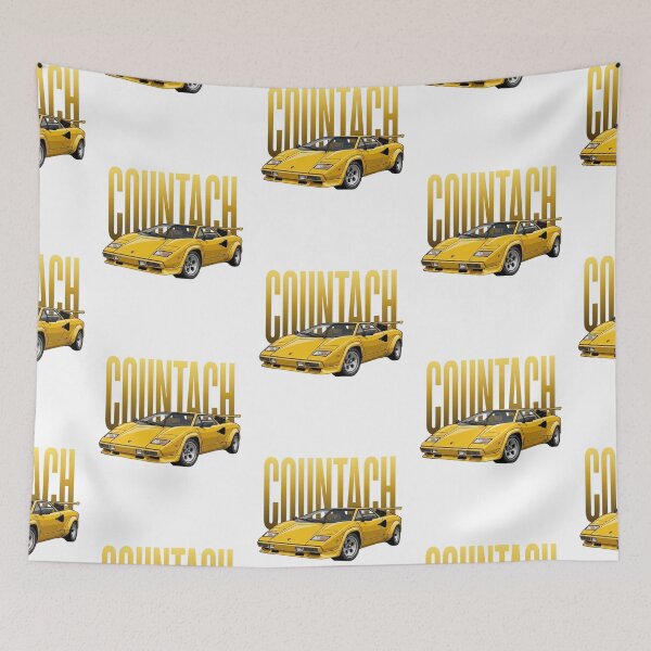 Item preview, Lamborghini Countach Yellow Classic Italian Supercar Vector Art designed and sold by Motorline44.