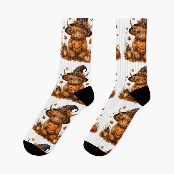 Item preview, Highland Cow with Pumpkin | Cozy Autumn Halloween Art designed and sold by CreatedbyKandJ.