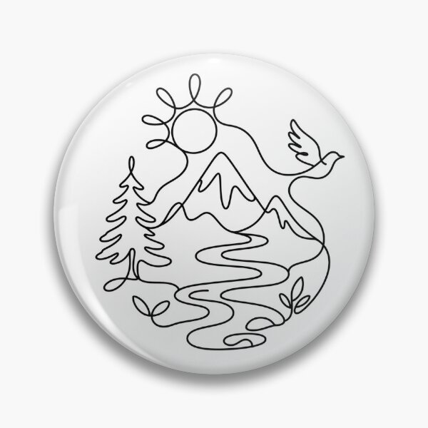Artikelvorschau, Nature Landscape Minimal Line Art entworfen und verkauft von LineArtDrawing.