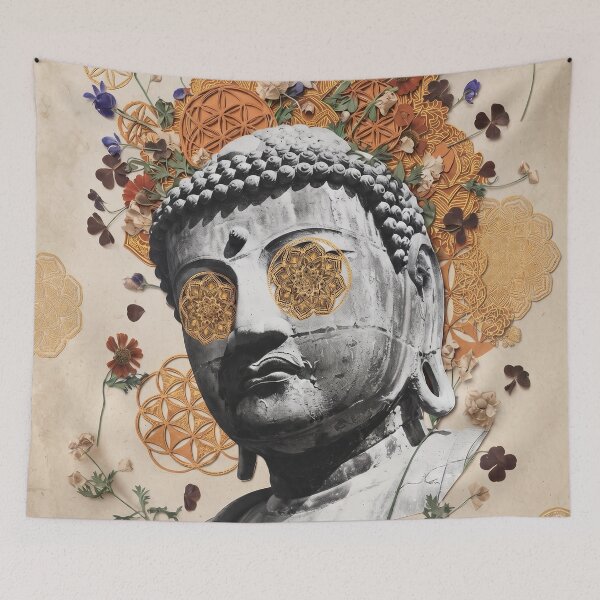 Item preview, Floral Buddha Head Art designed and sold by Mystikos Art.