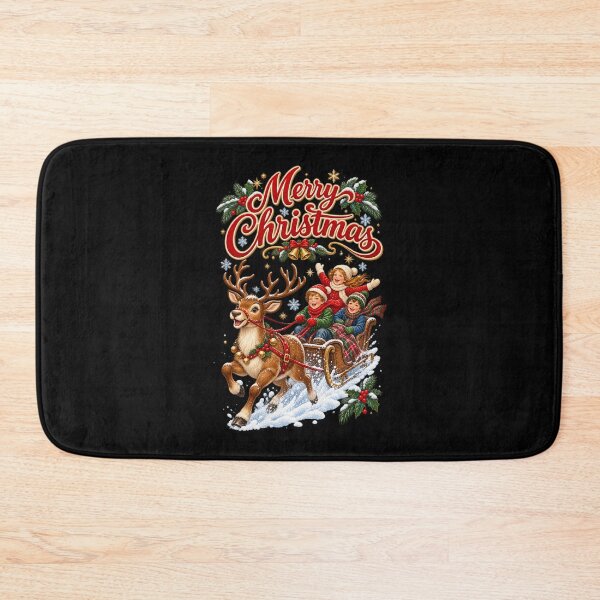 Item preview, Nostalgic Reindeer Christmas Sleigh Ride designed and sold by Side Quest Co..