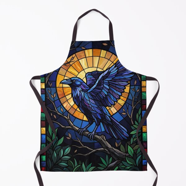 Item preview, Raven And Moon Stained Glass Illustration designed and sold by The Mellonaire.