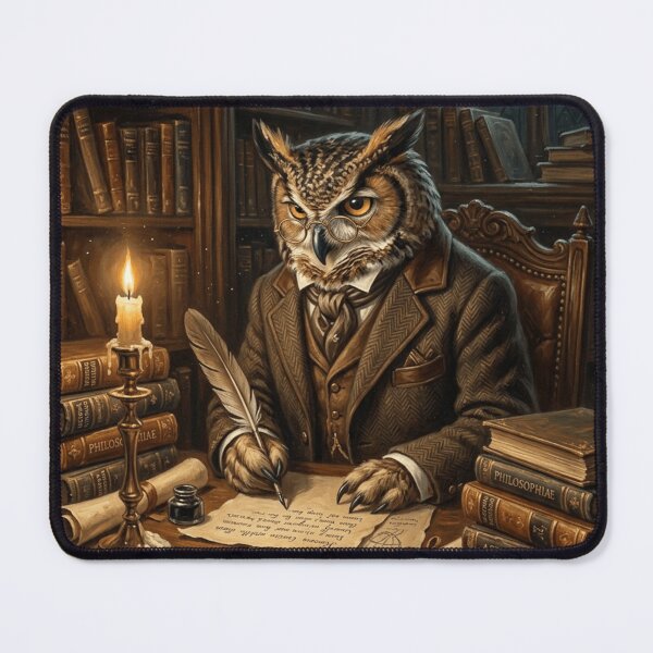 Item preview, Dark Academia Scholarly Owl Vintage Oil Painting designed and sold by GodsMonsterss.