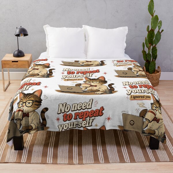 Item preview, Funny Working Cat Coffee Quote – No Need to Repeat Yourself, I Ignored You designed and sold by CutieGalore.