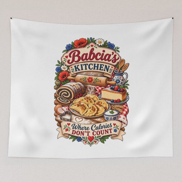 Item preview, Babcia's Kitchen Where Calories Don't Count - Funny Polish Grandma Gift Pierogi Makowiec Sernik designed and sold by Neurospicy Trolls.