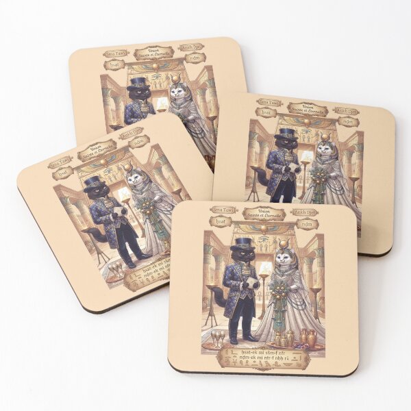 Item preview, Ancient Egyptian Wedding Cats - Mystical Feline Union Illustration designed and sold by PetalsPaws.