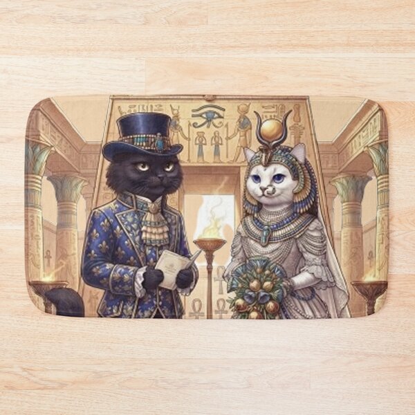 Item preview, Ancient Egyptian Wedding Cats - Mystical Feline Union Illustration designed and sold by PetalsPaws.