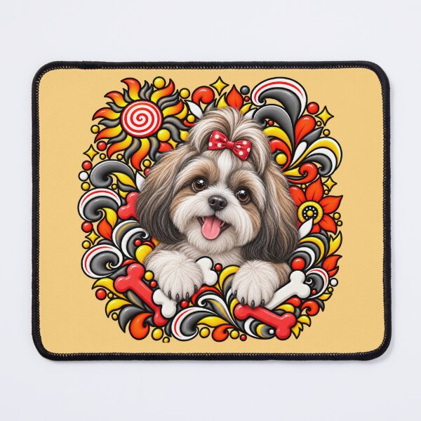 Item preview, Shih Tzu Floral Art - Bones & Swirls Decor designed and sold by PixelsPaws.