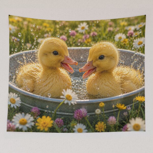 Item preview, Two Cute Ducklings Splashing designed and sold by AnjaSarahArt.