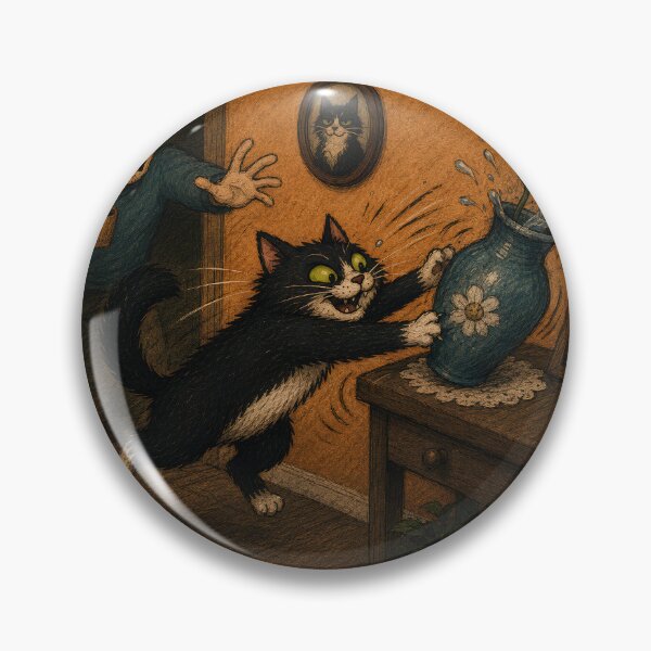 Item preview, CAT CRIME FILES: Cat Knocking Over Vase - Premeditated Vase Relocation Case 010 designed and sold by BrooklynRhodes.