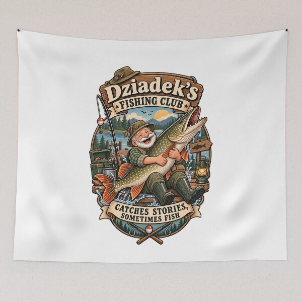 Item preview, Dziadek's Fishing Club Catches Stories Sometimes Fish - Funny Polish Grandpa Fishing Gift designed and sold by Neurospicy Trolls.