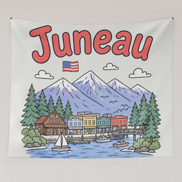 Item preview, Juneau Alaska Cute Pastel City designed and sold by HowToCanadian.
