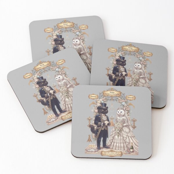Item preview, Victorian Cat Wedding - Elegant French Romance & Feline Couple designed and sold by PetalsPaws.
