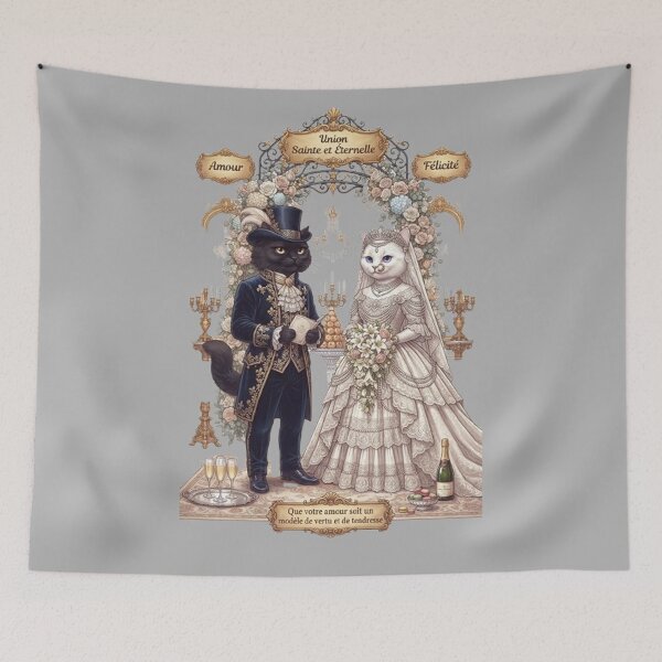 Item preview, Victorian Cat Wedding - Elegant French Romance & Feline Couple designed and sold by PetalsPaws.