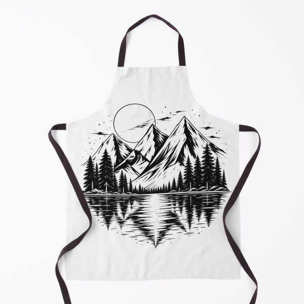 Item preview, Mountain Lake Reflections Black and White Nature Landscape designed and sold by timiparkerart.