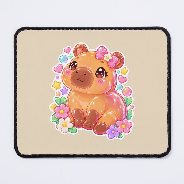 Item preview, Cute Gummy Capybara with Pink Bow – Kawaii Floral Capybara designed and sold by AnyMar2023.