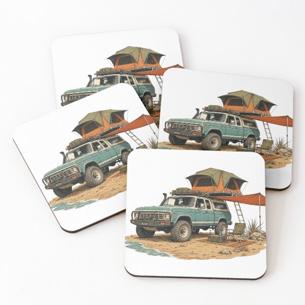 Item preview, Retro 4x4 Truck Rooftop Tent Beach Camping Cutout designed and sold by Retro Surf & Roam.