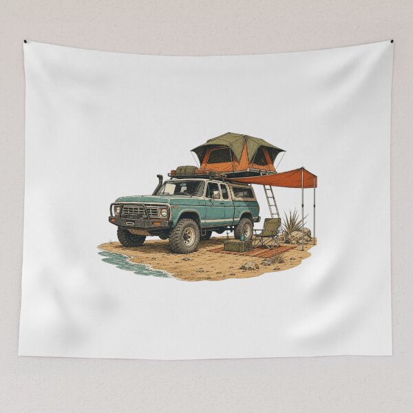 Item preview, Retro 4x4 Truck Rooftop Tent Beach Camping Cutout designed and sold by Retro Surf & Roam.