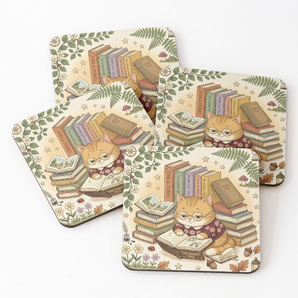 Item preview, Bookworm Cat Cozy Storybook Illustration Reading designed and sold by DIUMERI.