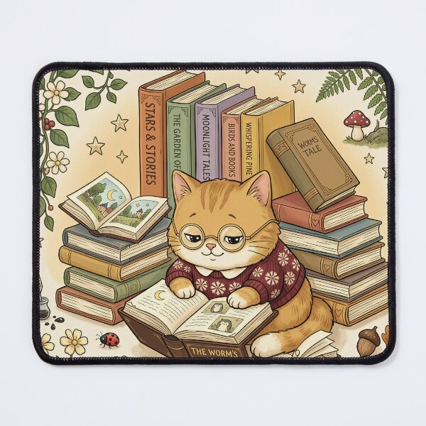 Item preview, Bookworm Cat Cozy Storybook Illustration Reading designed and sold by DIUMERI.