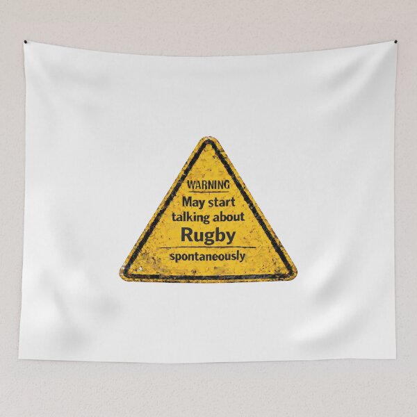 Item preview, Warning May Start Talking About Rugby Funny Sports Fan Design. designed and sold by The-T-In-Retro.