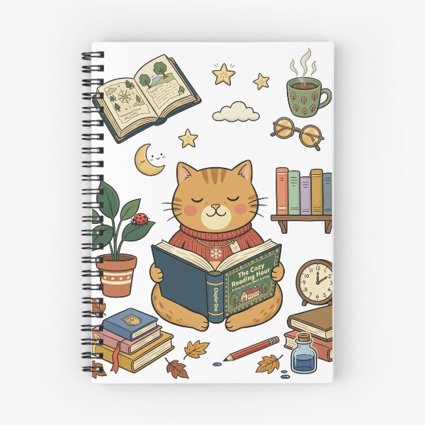 Item preview, Bookworm Cat #17 Cozy Storybook Illustration designed and sold by DIUMERI.