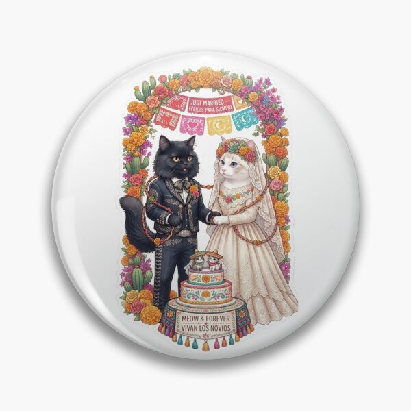 Item preview, Mexican Wedding Cats - Colorful Mariachi Fiesta Feline Couple designed and sold by PetalsPaws.