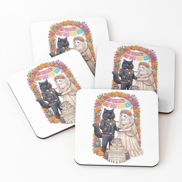 Item preview, Mexican Wedding Cats - Colorful Mariachi Fiesta Feline Couple designed and sold by PetalsPaws.
