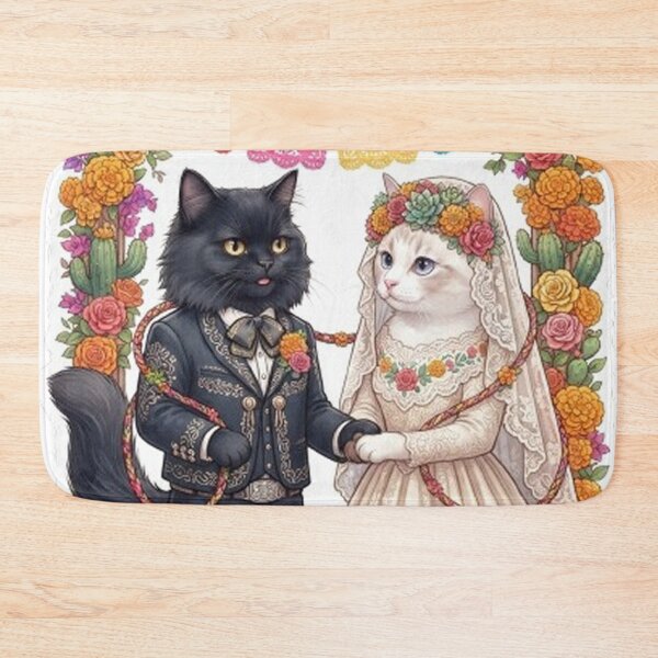 Item preview, Mexican Wedding Cats - Colorful Mariachi Fiesta Feline Couple designed and sold by PetalsPaws.