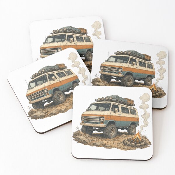 Item preview, Retro 4x4 Off Road Camper Van Campfire Cutout designed and sold by Retro Surf & Roam.