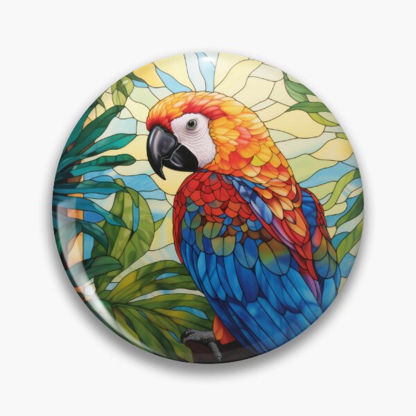 Item preview, Scarlet Macaw Parrot Stained Glass designed and sold by pinkal.