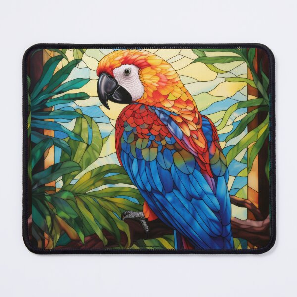 Item preview, Scarlet Macaw Parrot Stained Glass designed and sold by pinkal.