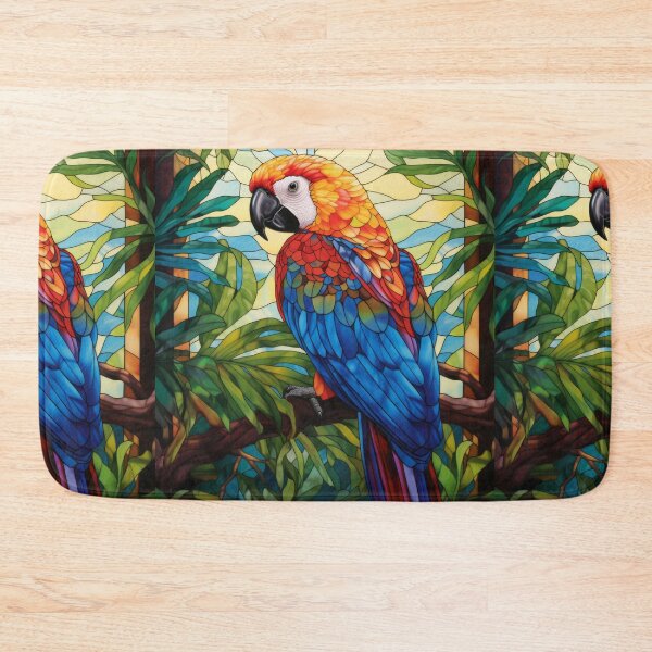 Item preview, Scarlet Macaw Parrot Stained Glass designed and sold by pinkal.