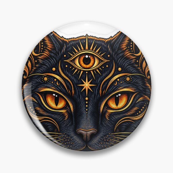 Item preview, Egyptian Cat with Third Eye Open | Mystical Third Eye Black Cat Occult Art designed and sold by FlatInkStudio.