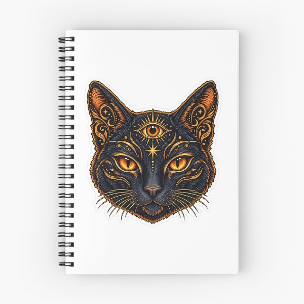 Item preview, Egyptian Cat with Third Eye Open | Mystical Third Eye Black Cat Occult Art designed and sold by FlatInkStudio.