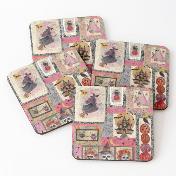 Item preview, Pink Playful Halloween Witch Skulls & Pumpkins designed and sold by Sue Zipkin.